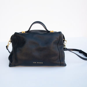 Ted Baker Women's Albee Pop Handle Leather Tote Shoulder Bag Black